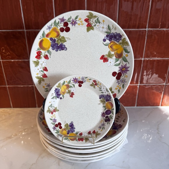 Vintage 70s Lenox Temperware Summer Harvest Dinner & Salad Plates Service 8 USA